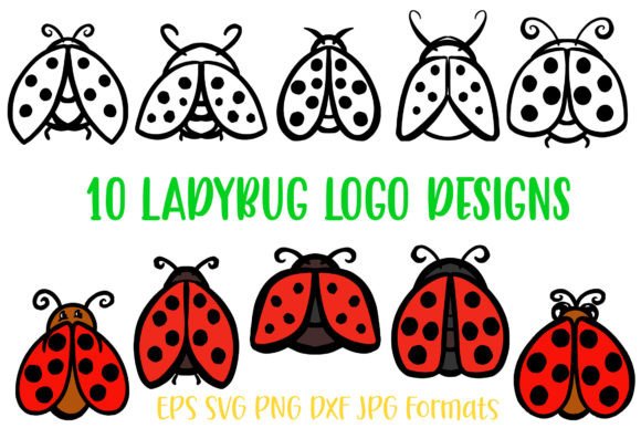 10 Ladybug Ladybird Logo Cartoon Sticker: A Playful Graphic Design Asset for Content Creators