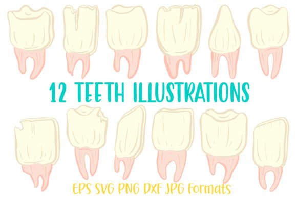 12 Teeth Tooth Logo Cartoon Sticker Idea Review for Embroidery