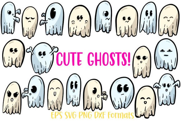 20 Ghost Halloween Cute Cartoon Sticker: A Versatile Graphic Design Asset for Seasonal Branding