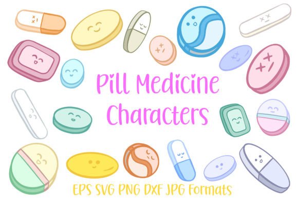 20 Medicine Pill Kawaii Icon Graphics for Creative Projects