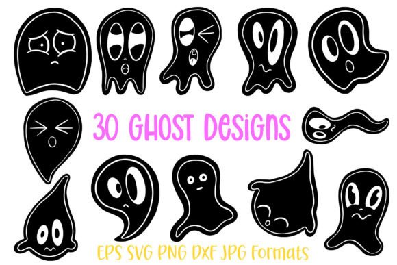 30 Ghost Halloween Cute Cartoon Logos for Website & Editorial Design