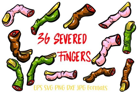 36 Severed Fingers Halloween Zombie SVG: A Bold Graphic Design Asset for Themed Projects