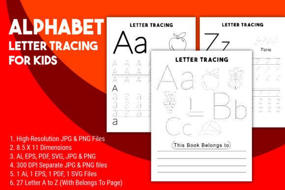 Alphabet Tracing Worksheets for Kids – A Versatile Graphic Design Asset