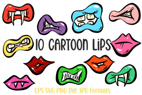 Cartoon Monster Lips and Mouths Graphics for Creative Crafters
