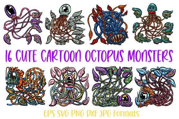 Cartoon Octopus Tentacle Monster Sticker – A Graphic Design Asset for Creative Crafters