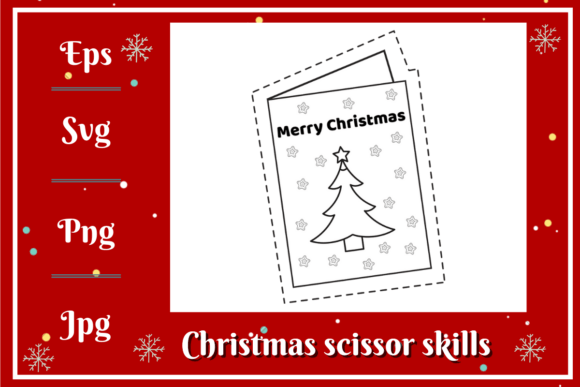 Christmas Card Scissors Skills: A Graphics Asset for Coloring Pages Amp