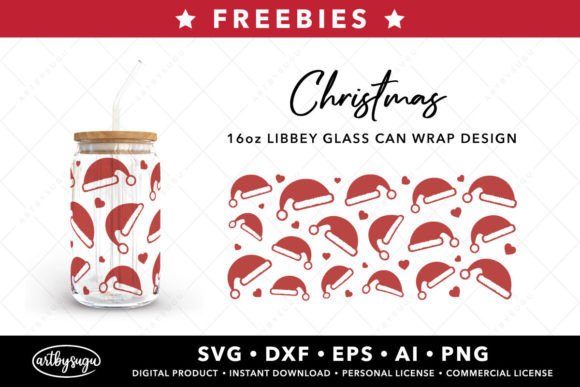 Christmas Libbey Glass Can SVG Freebies for Crafts and Graphics