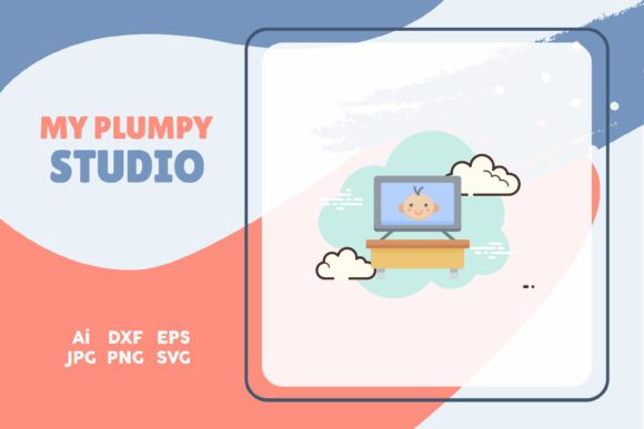 Family Icon Baby Television Cloud White: A Modern Design Freebie for Content Creators