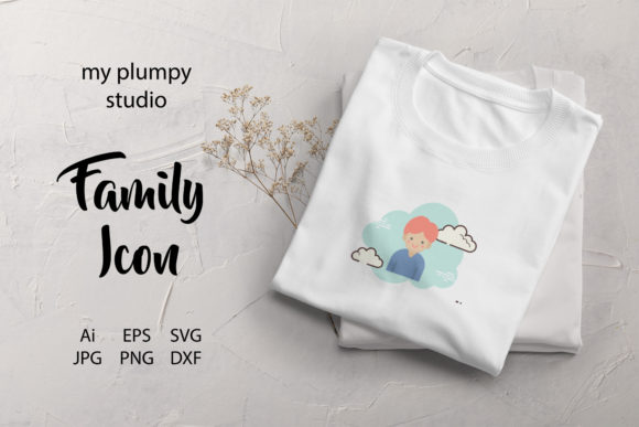 Family Icon Boy Flat Simple Cloud White for Branding and Design