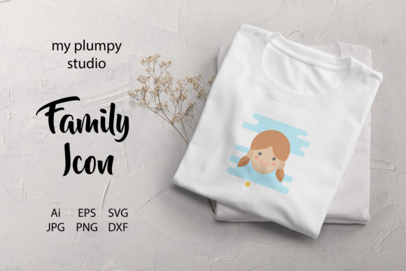 Family Icon Girl Face Head Cloud Blue – A Versatile Graphic Design Asset