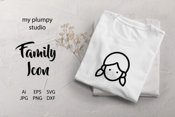 Family Icon Girl Face Head Line Black – A Versatile Graphic Design Freebie