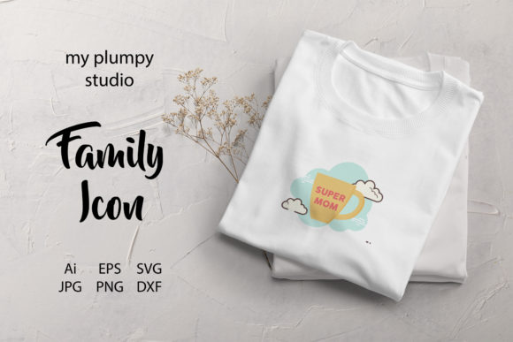 Family Icon Mug Love Mom Cloud White – A Versatile Graphics Freebie for Digital Sellers