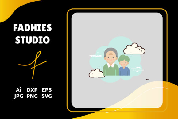 Family Icon Son Grandpa Sky Cloud White: A Modern Design Asset for Bloggers and Publishers