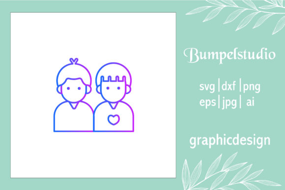 Family Icon Twins Boy Line Gradient Review
