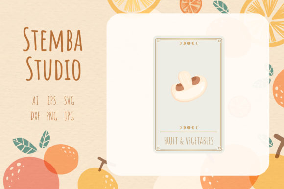 Fruit Mushrooms Card Vector Design for Small Business Branding & Packaging