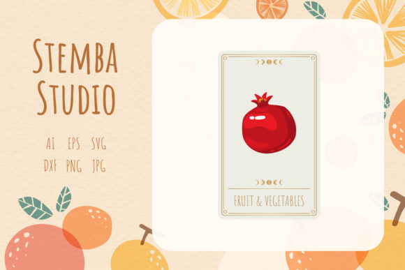 Fruit Pomegranate Card Vector Design: A Graphics Freebie for Handmade Creators