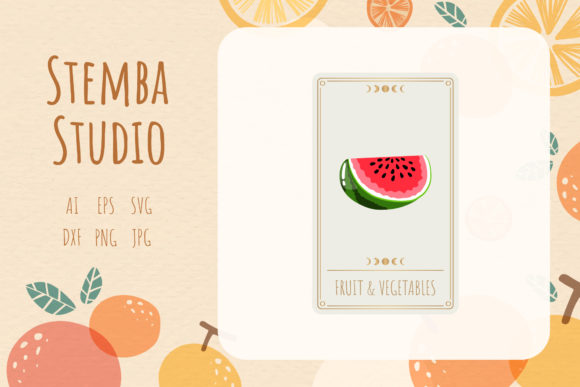 Fruit Watermelon Card Vector Design Review for Embroidery Projects