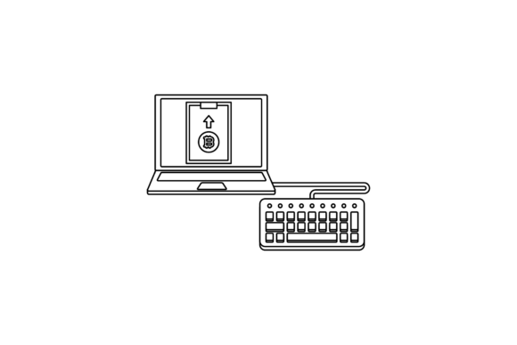 Laptop Bit Coin Keyboard Coloring Page: A Versatile Graphics Freebie for Creative Branding