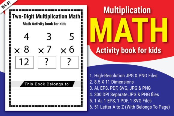 Multiplication Math Activity Book – A Graphic Design Asset for Teaching Materials