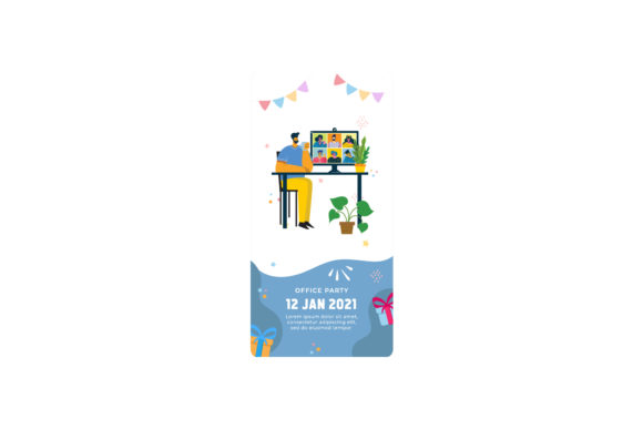 Office Party Art Card Invitation Design: A Versatile Graphic Freebie for Crafters