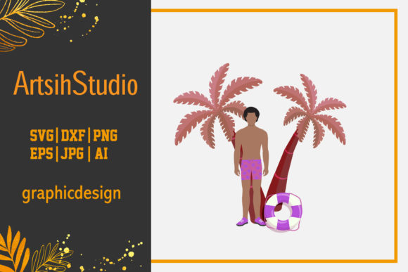 Summer Icon -black Man and Coconut Tree: A Graphic Design Freebie for Branding & Packaging