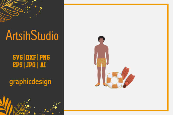 Summer Icon -black Man and Sand: A Versatile Design Asset for Creative Projects