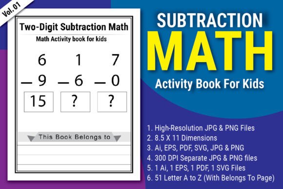 Two-Digit Subtraction Math Activity Book Embroidery Design Review